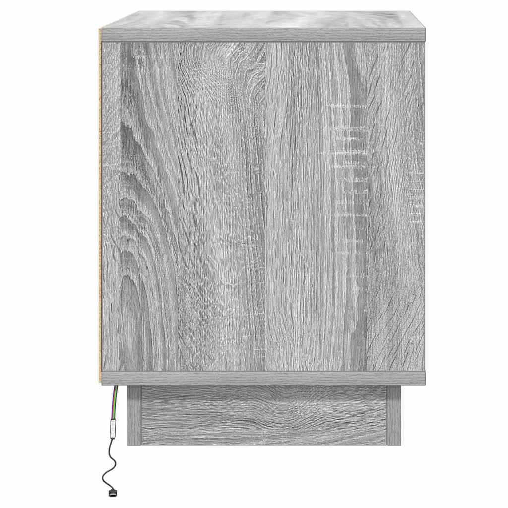 Bedside Cabinet with Grey 44 x 34.5 x 45 cm Engineered wood