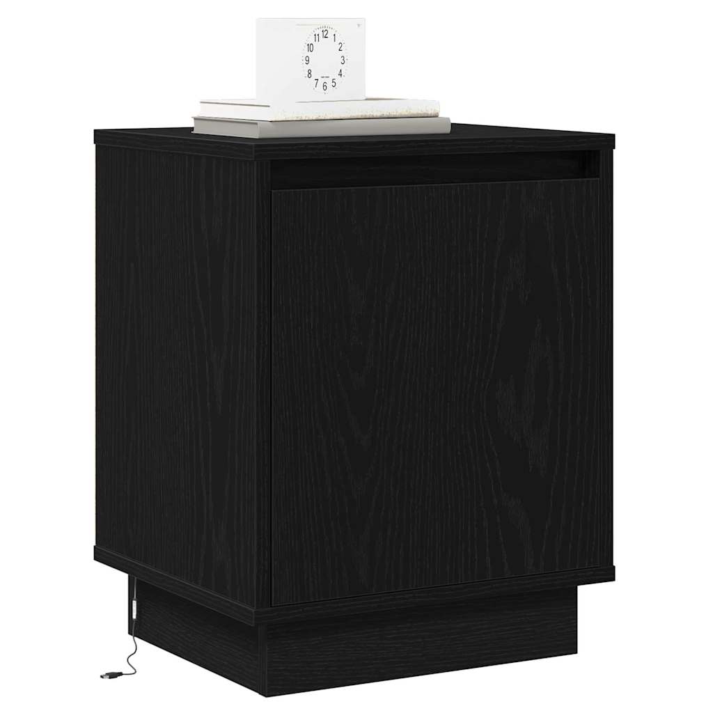 Bedside Cabinet with Black 39 x 34.5 x 50 cm Engineered wood