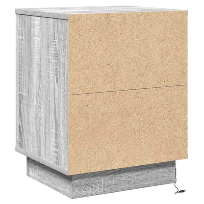 Bedside Cabinet with Grey 39 x 34.5 x 50 cm Engineered wood