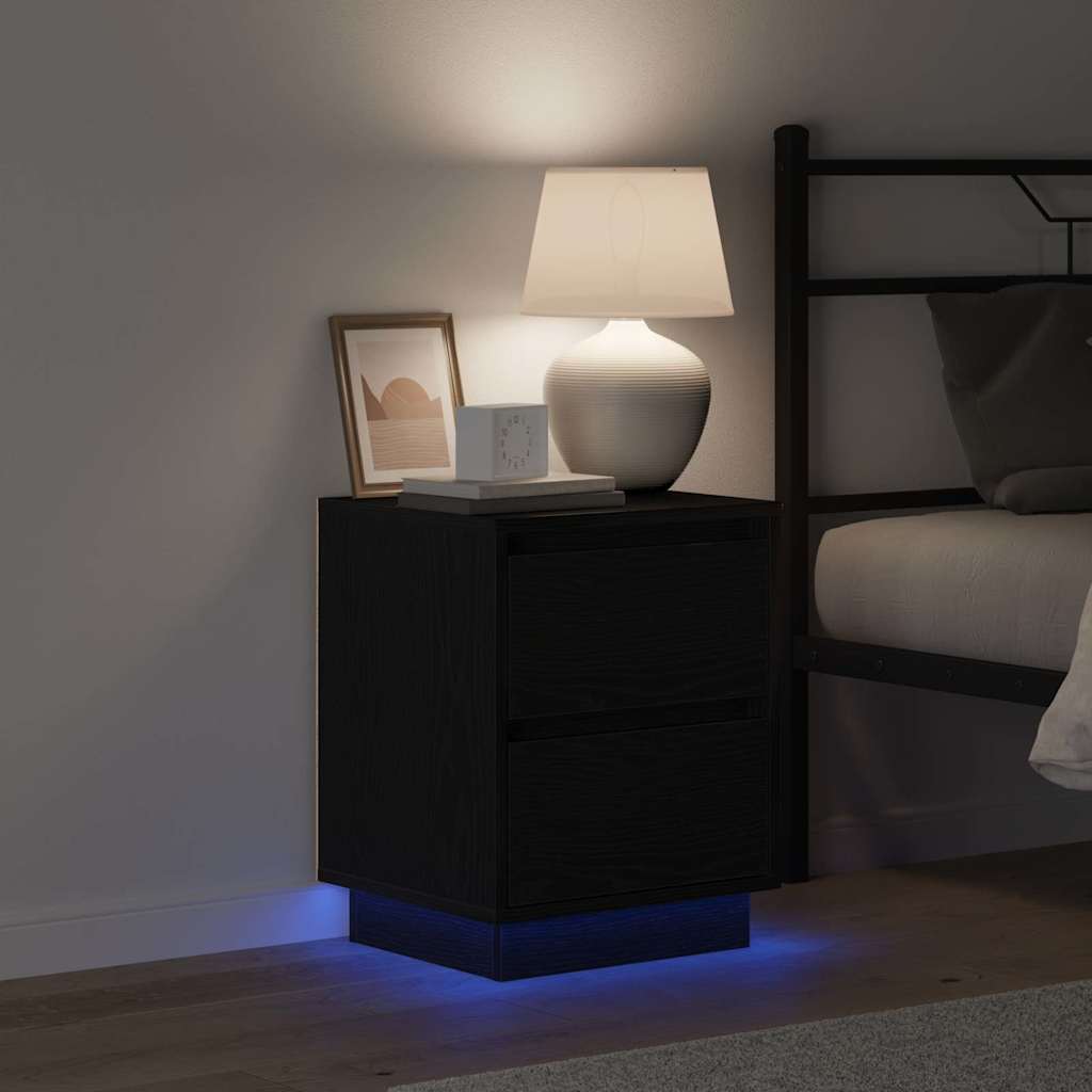 Bedside Cabinet with Black 39 x 34.5 x 50 cm Engineered wood