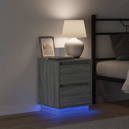 Bedside Cabinet with Grey 39 x 34.5 x 50 cm Engineered wood