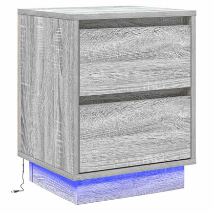 Bedside Cabinet with Grey 39 x 34.5 x 50 cm Engineered wood