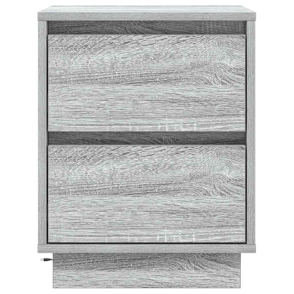 Bedside Cabinet with Grey 39 x 34.5 x 50 cm Engineered wood