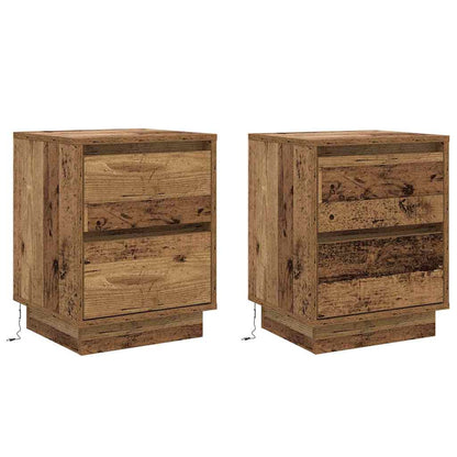 Bedside Cabinet with Drawer 2 pcs Old Wood 39 x 34.5 x 50 cm