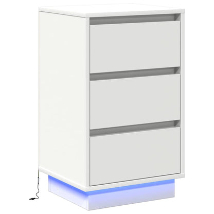 Bedside Cabinet with White 39 x 34.5 x 65 cm Engineered wood