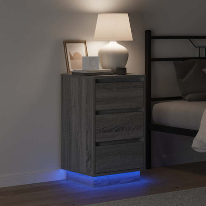 Bedside Cabinet with Grey 39 x 34.5 x 65 cm Engineered wood