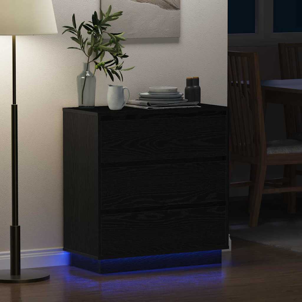 Bedside Cabinet with Black 71 x 34.5 x 75 cm Engineered wood