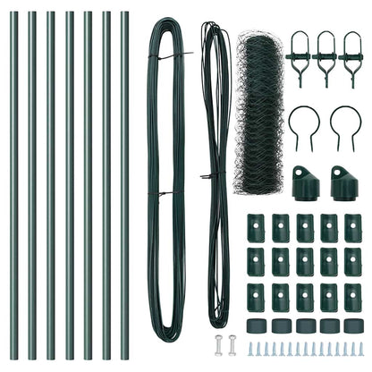 Fence with Posts Green 0.4 x 10 m PVC-coated steel