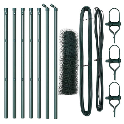 Fence with Posts Green 0.5 x 10 m PVC-coated steel