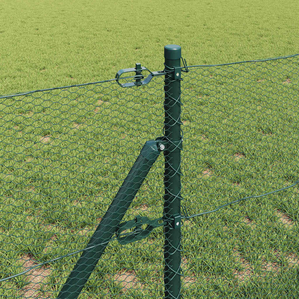 Fence with Posts Green 0.6 x 10 m PVC-coated steel