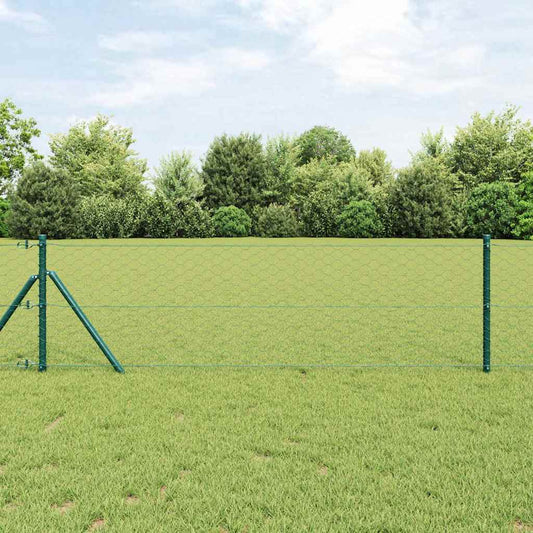 Fence with Posts Green 0.6 x 10 m PVC-coated steel