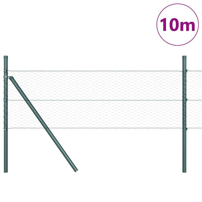 Fence with Posts Green 0.8 x 10 m PVC-coated steel
