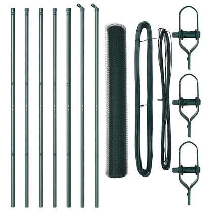 Fence with Posts Green 1 x 10 m PVC-coated steel