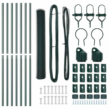 Fence with Posts Green 1 x 10 m PVC-coated steel