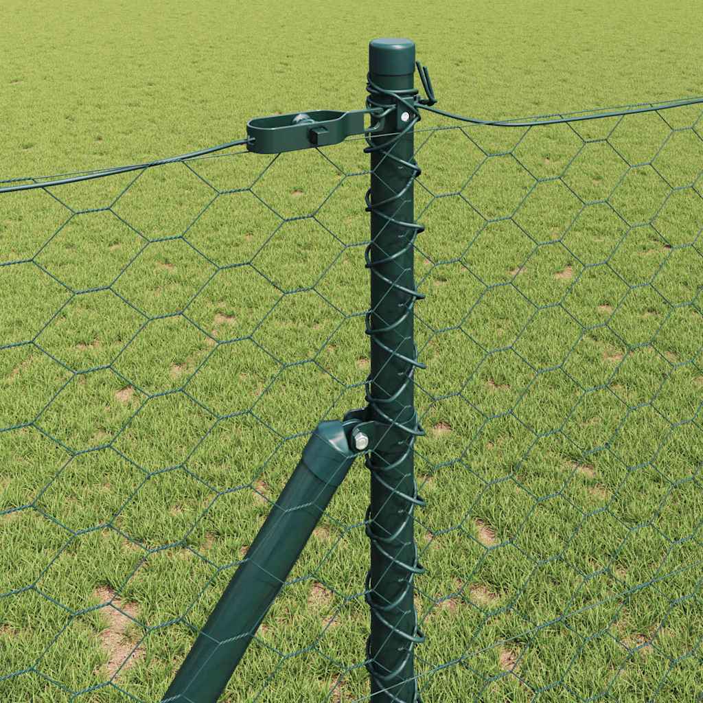 Fence with Posts Green 1.2 x 10 m PVC-coated steel