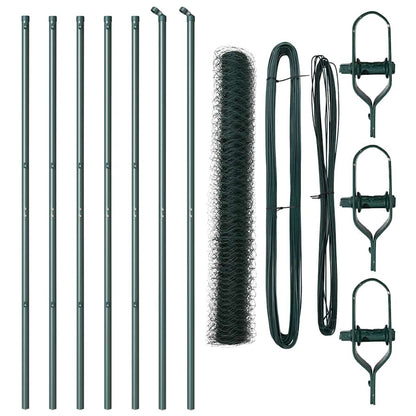 Fence with Posts Green 1.2 x 10 m PVC-coated steel