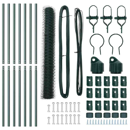 Fence with Posts Green 1.2 x 10 m PVC-coated steel