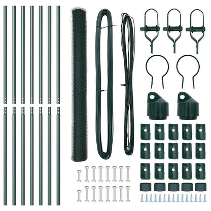 Fence with Posts Green 1.5 x 10 m PVC-coated steel