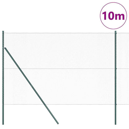 Fence with Posts Green 1.6 x 10 m PVC-coated steel