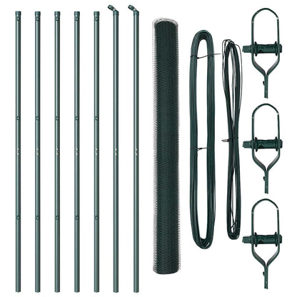 Fence with Posts Green 1.6 x 10 m PVC-coated steel