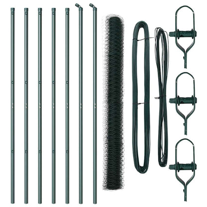 Fence with Posts Green 1.6 x 10 m PVC-coated steel