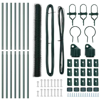 Fence with Posts Green 1.6 x 10 m PVC-coated steel