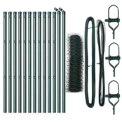 Fence with Posts Green 0.5 x 25 m PVC-coated steel