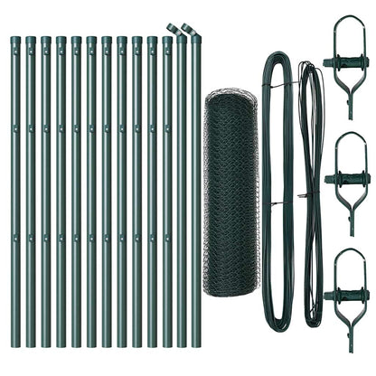 Fence with Posts Green 0.6 x 25 m PVC-coated steel