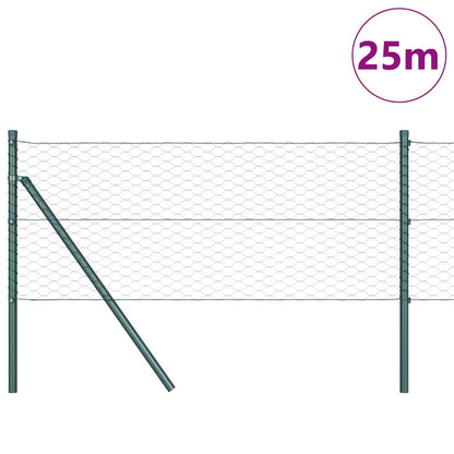 Fence with Posts Green 0.6 x 25 m PVC-coated steel