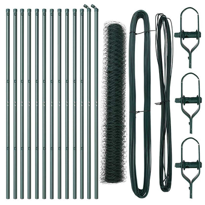 Fence with Posts Green 1 x 25 m PVC-coated steel