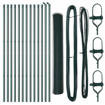 Fence with Posts Green 1.2 x 25 m PVC-coated steel