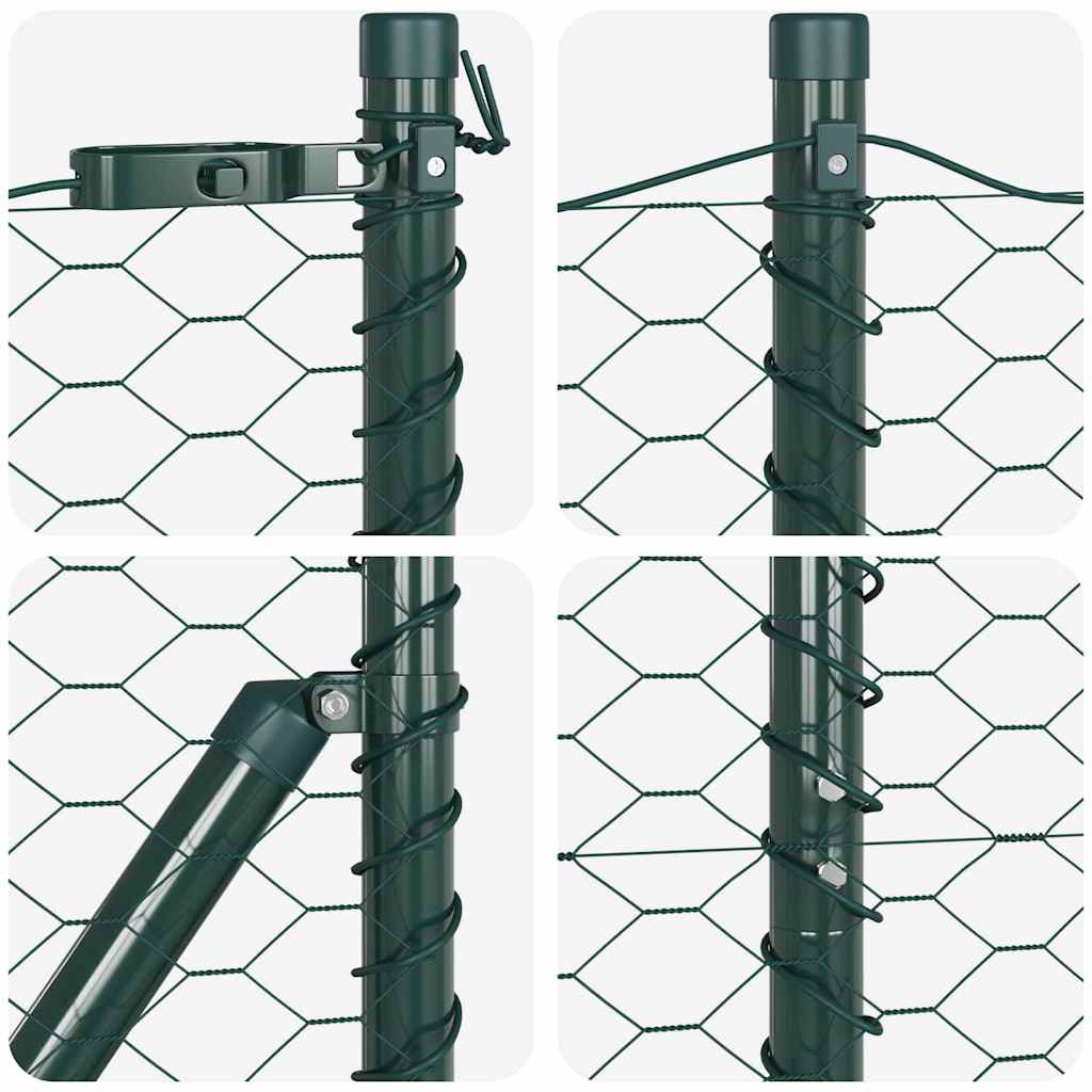 Fence with Posts Green 1.4 x 25 m PVC-coated steel