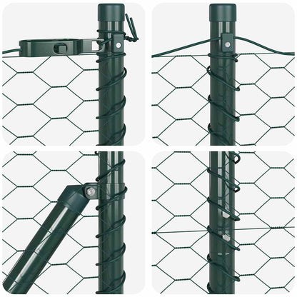 Fence with Posts Green 1.4 x 25 m PVC-coated steel