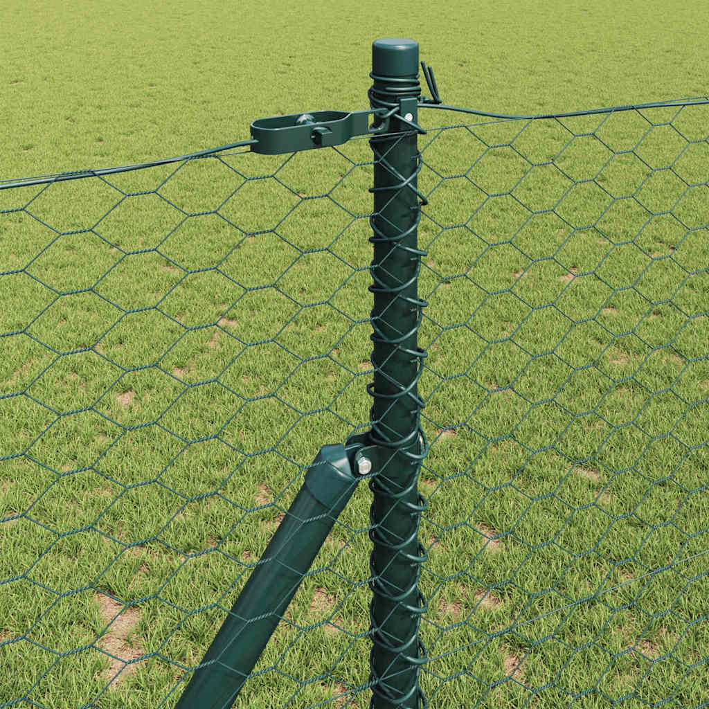 Fence with Posts Green 1.4 x 25 m PVC-coated steel