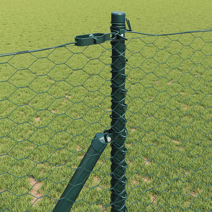 Fence with Posts Green 1.4 x 25 m PVC-coated steel