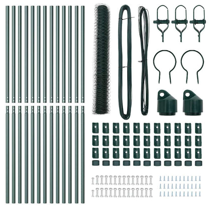 Fence with Posts Green 1.4 x 25 m PVC-coated steel