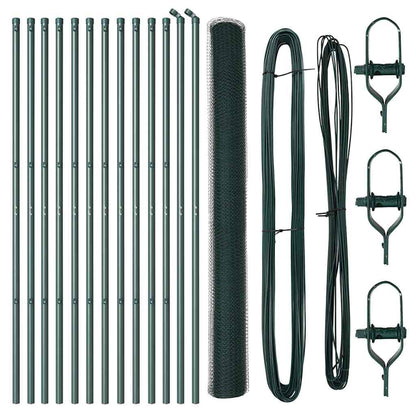 Fence with Posts Green 1.6 x 25 m PVC-coated steel