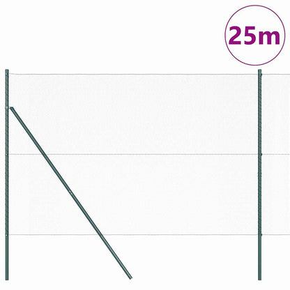 Fence with Posts Green 1.6 x 25 m PVC-coated steel