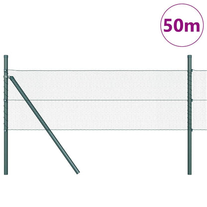 Fence with Posts Green 0.5 x 50 m PVC-coated steel