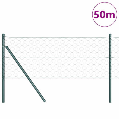 Fence with Posts Green 0.6 x 50 m PVC-coated steel