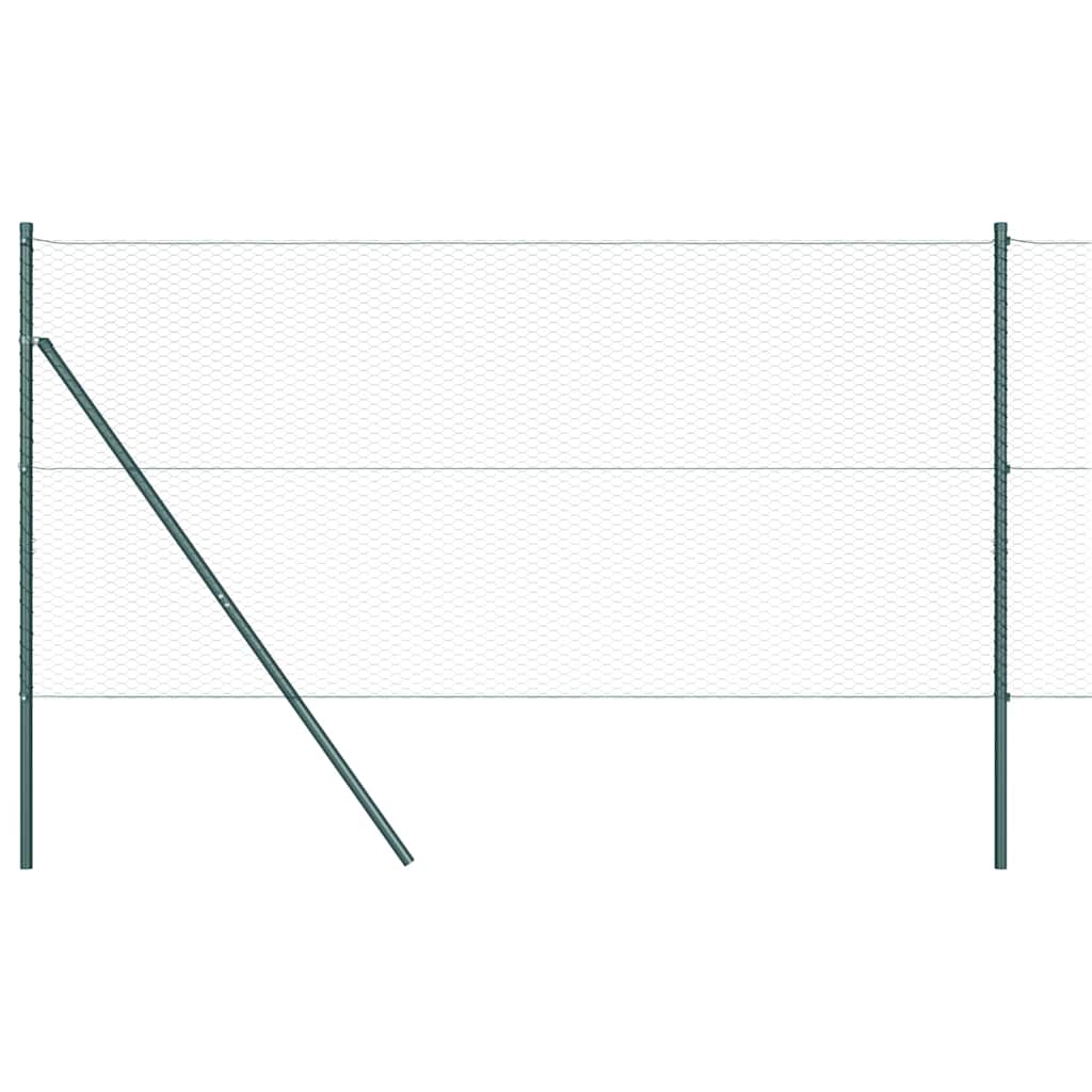 Fence with Posts Green 1.2 x 50 m PVC-coated steel