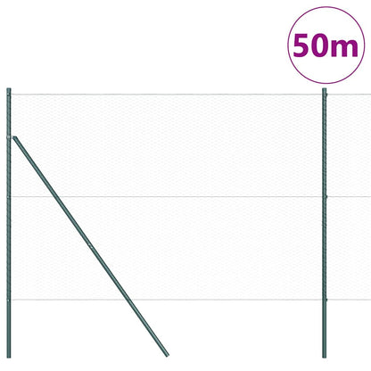 Fence with Posts Green 1.5 x 50 m PVC-coated steel