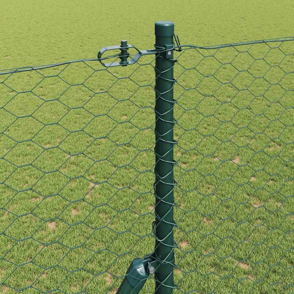 Fence with Posts Green 1.5 x 50 m PVC-coated steel