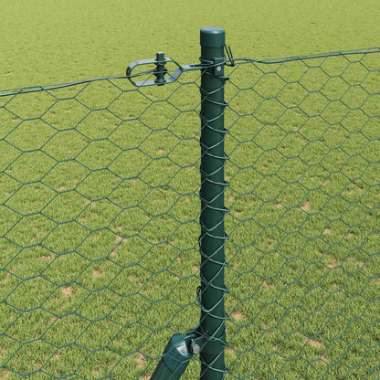 Fence with Posts Green 1.5 x 50 m PVC-coated steel