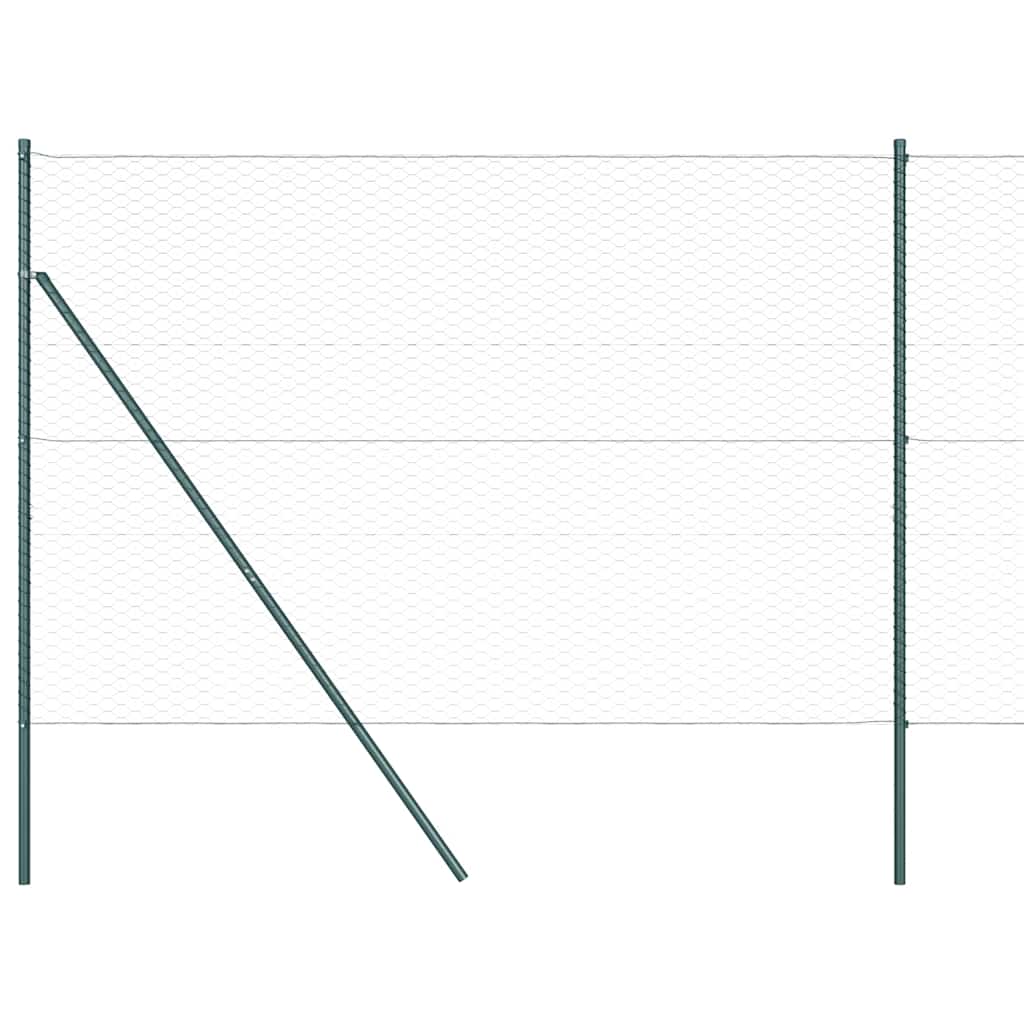 Fence with Posts Green 1.5 x 50 m PVC-coated steel