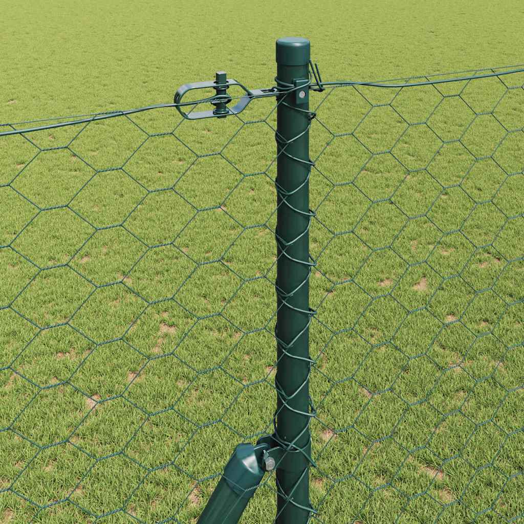 Fence with Posts Green 1.5 x 50 m PVC-coated steel