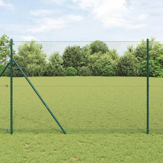 Fence with Posts Green 1.6 x 50 m PVC-coated steel