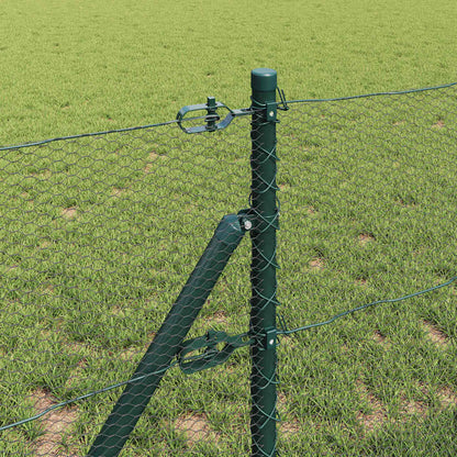 Fence with Posts Green 0.4 x 100 m PVC-coated steel