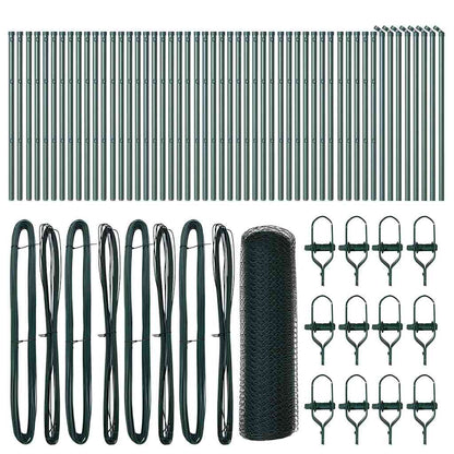 Fence with Posts Green 0.4 x 100 m PVC-coated steel