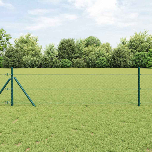 Fence with Posts Green 0.4 x 100 m PVC-coated steel